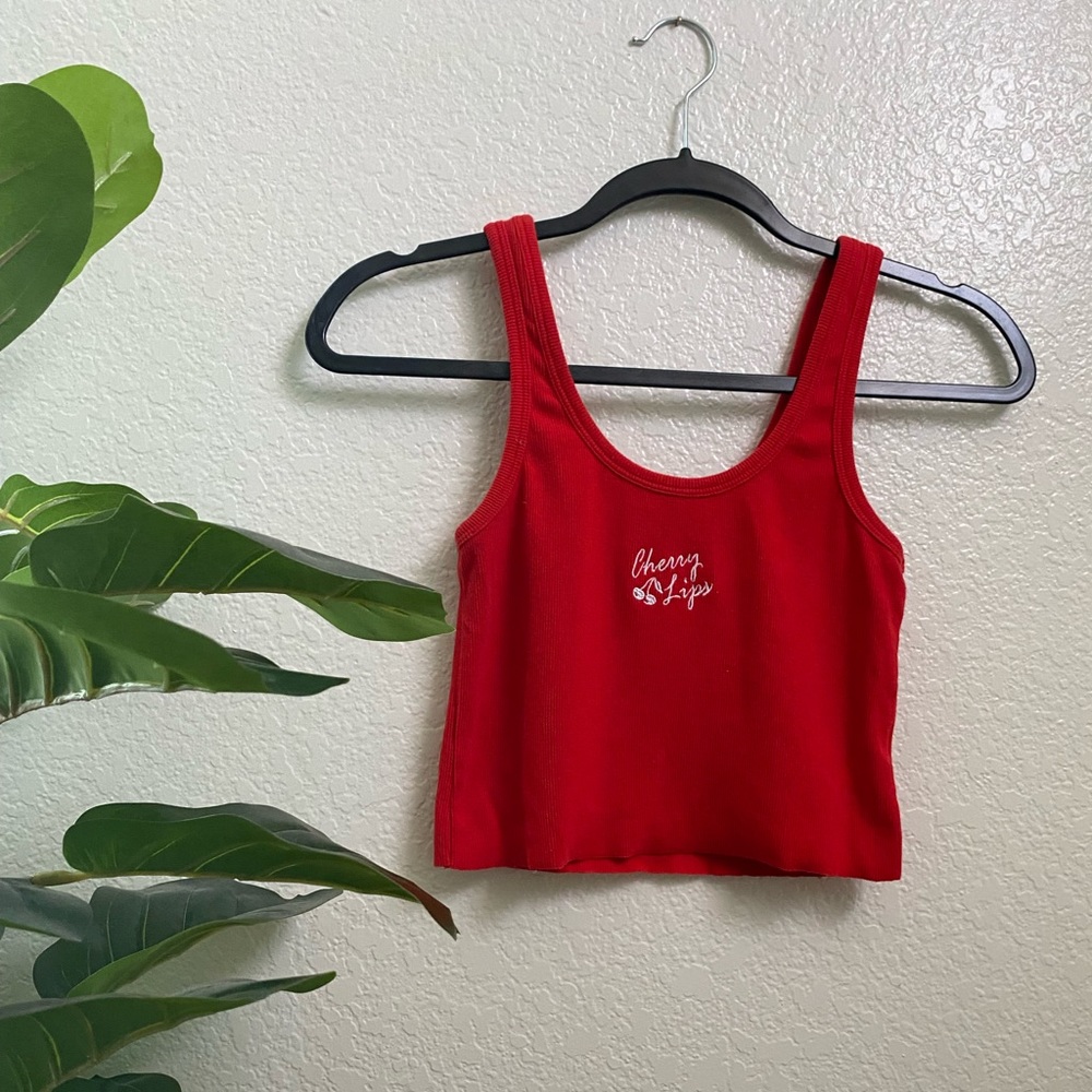 Forever 21 “Cherry Lips” Graphic Tank Top
